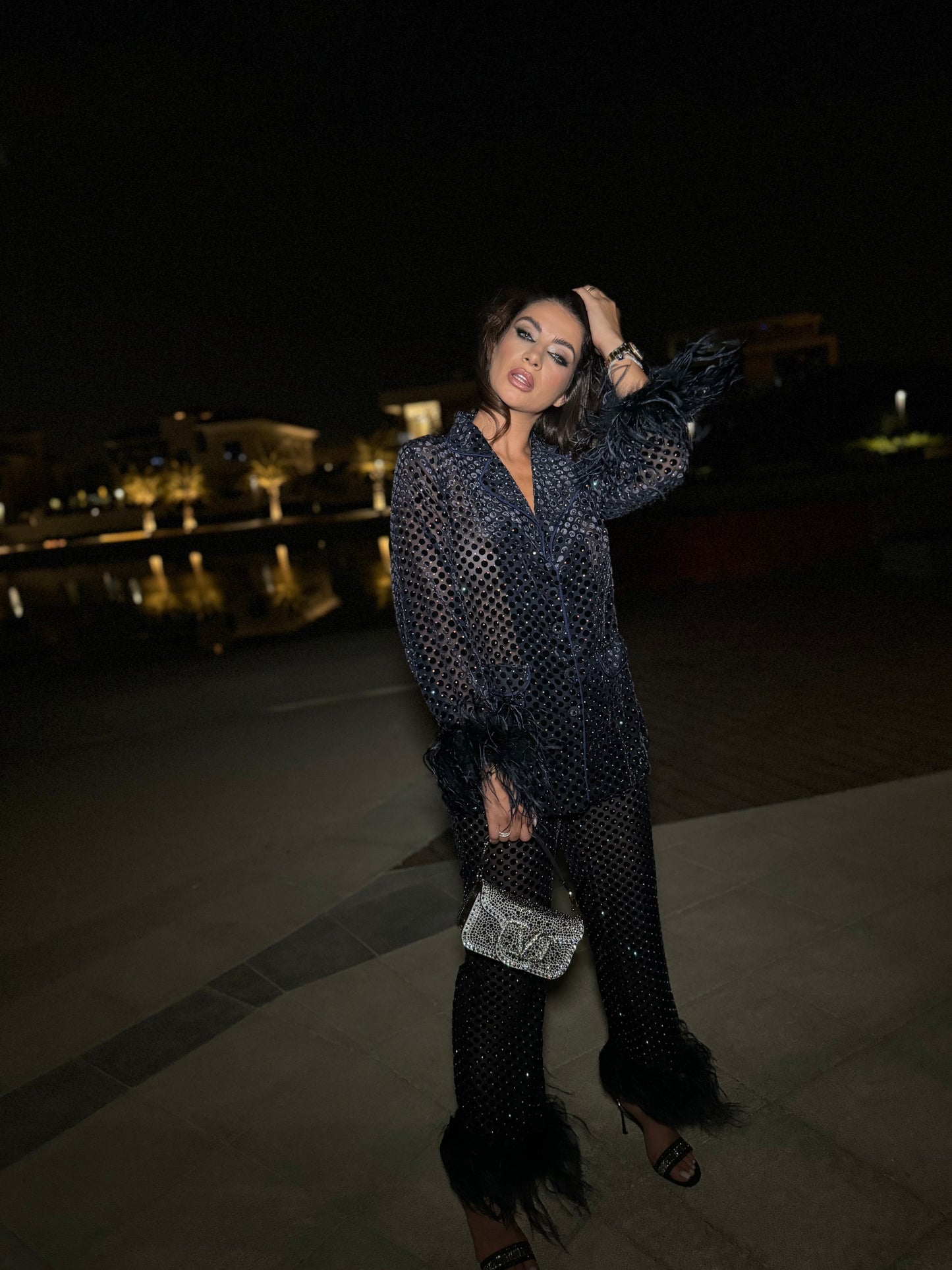 FUR NAVY SHEET PAJAMAS