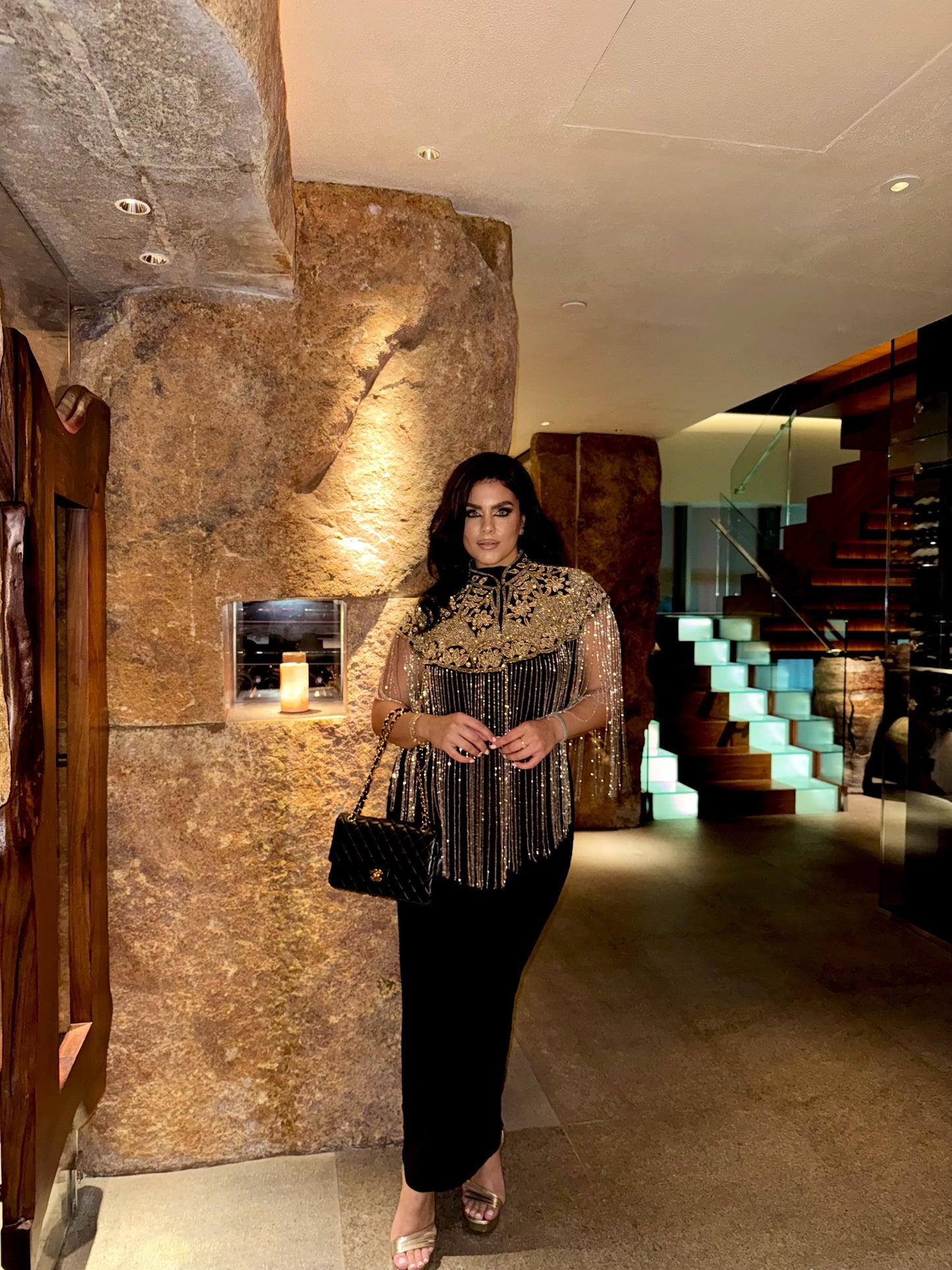 Black and Gold Beaded Cape