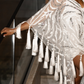 EMBROIDERED KAFTAN IN WHITE AND SILVER