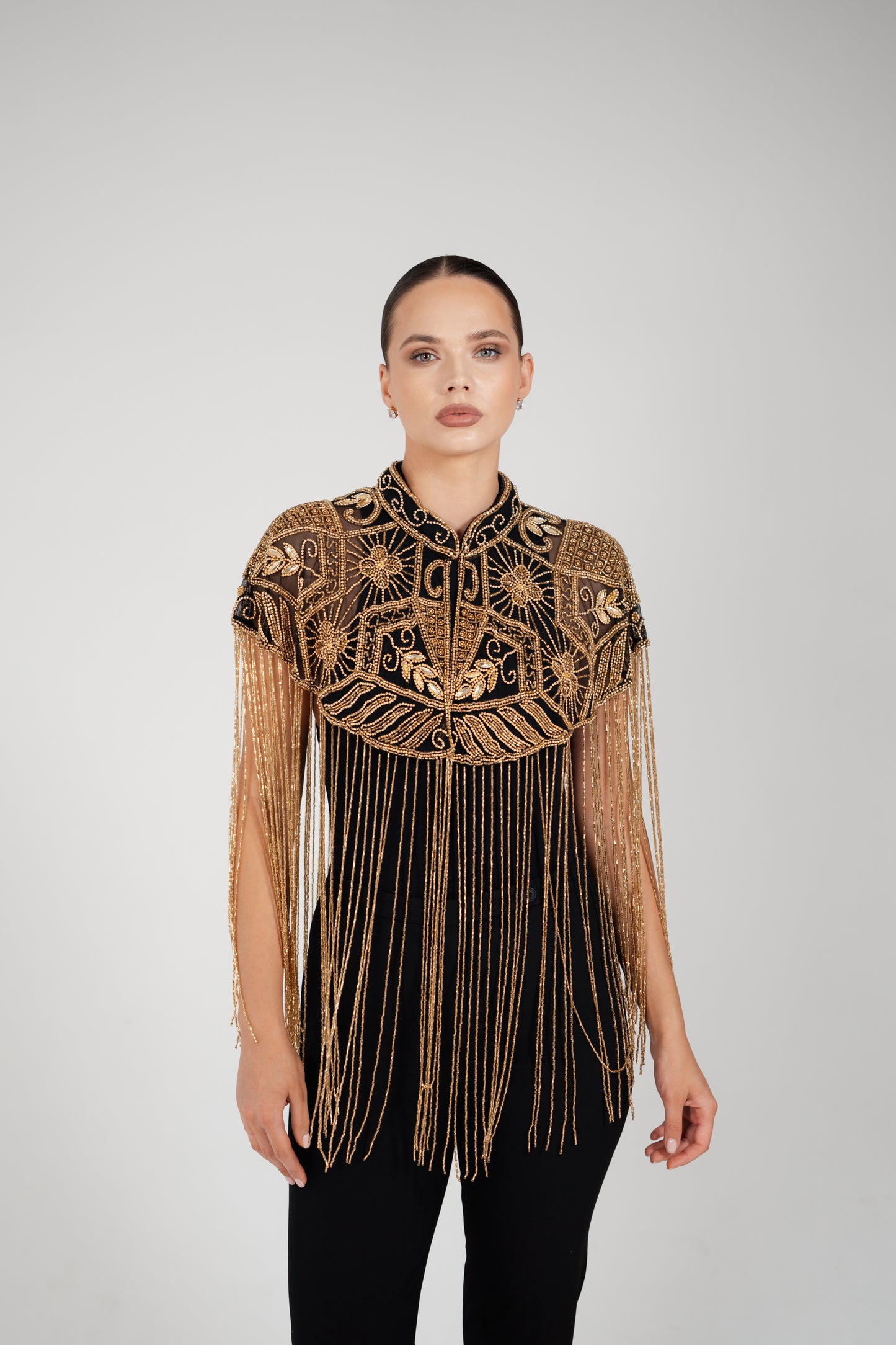 SAHAR GOLD BEADED CAPE