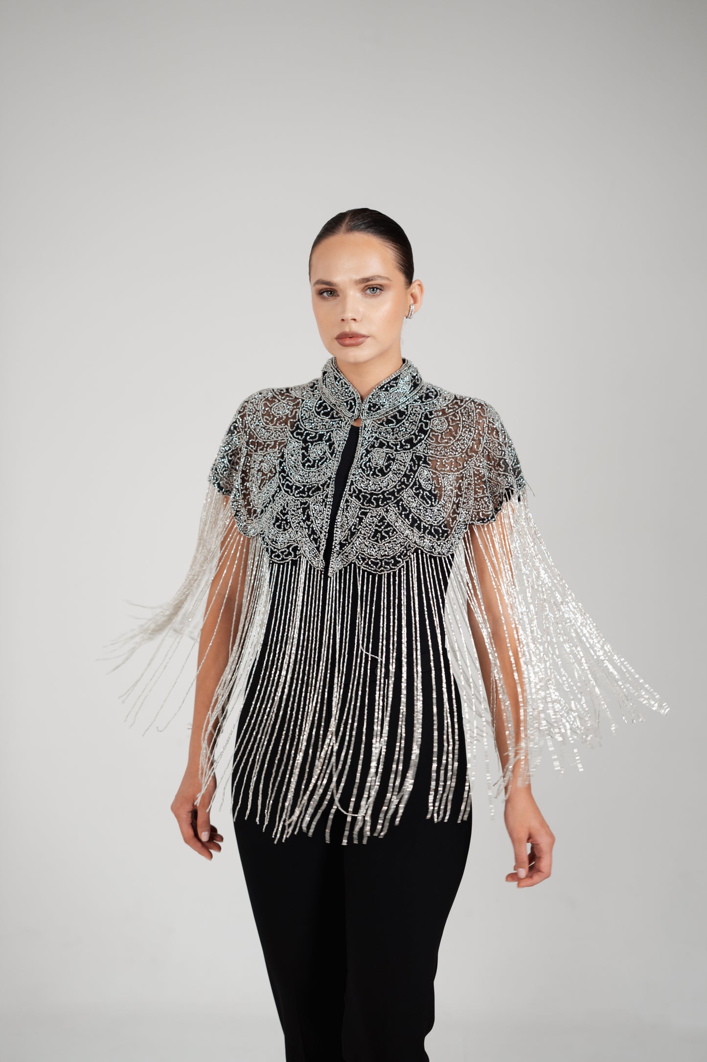 SILVER BEADED CAPE