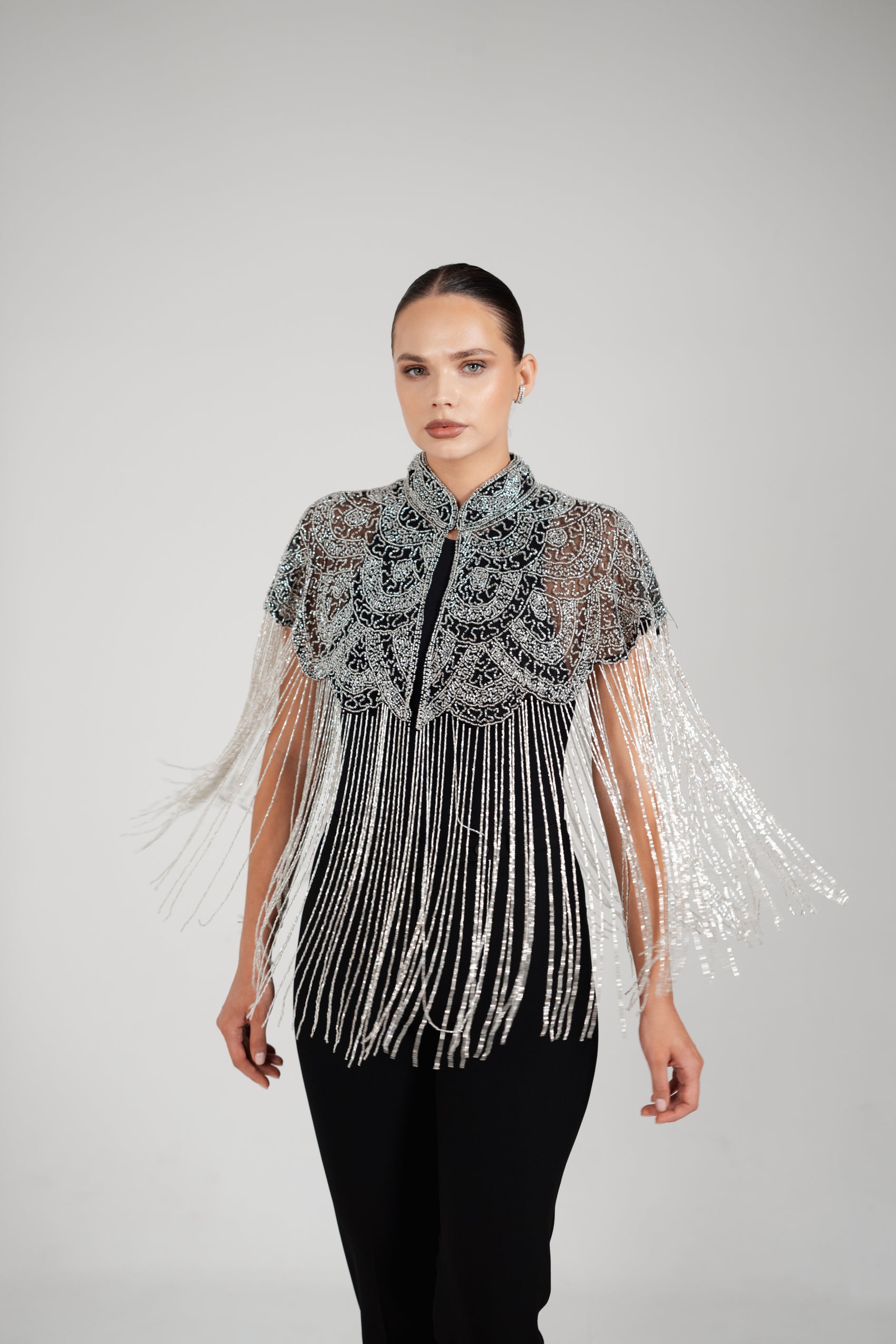 SILVER BEADED CAPE