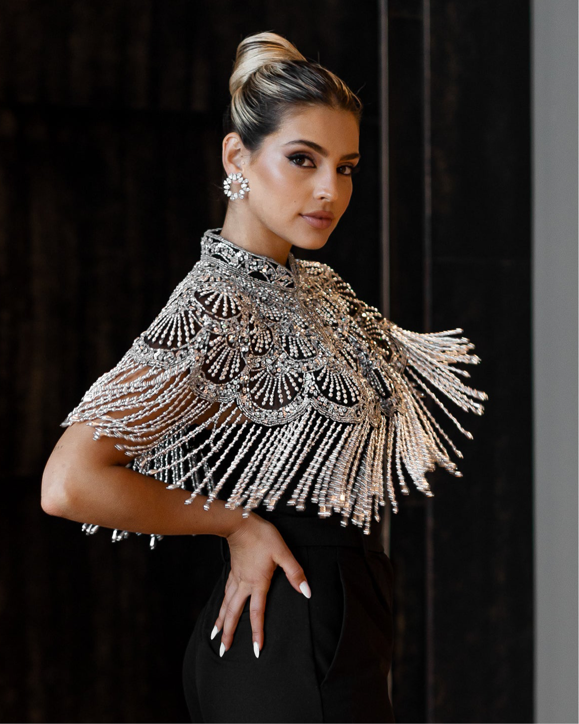 SILVER BEADED CAPE