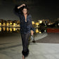 FUR NAVY SHEET PAJAMAS