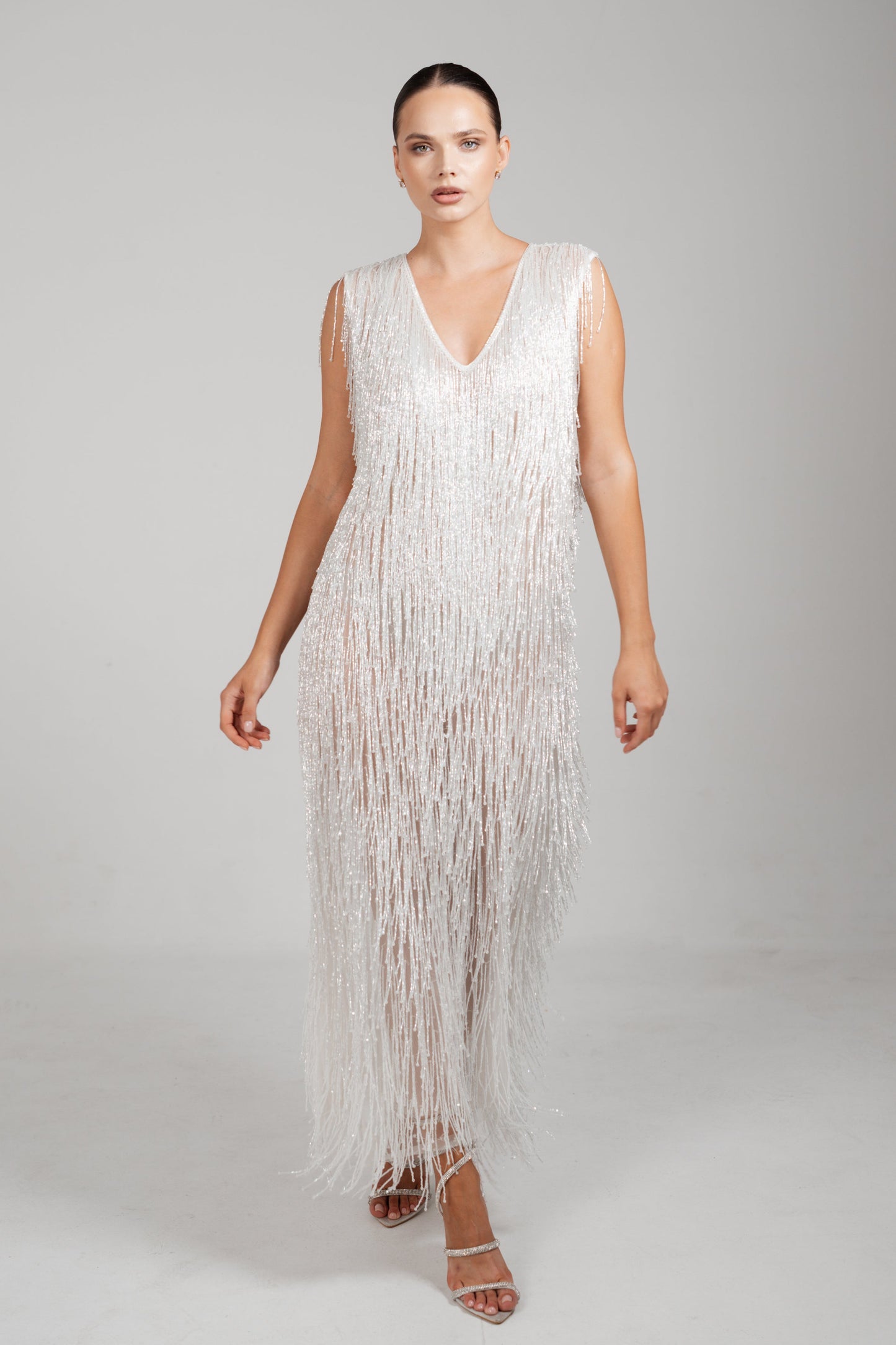 WHITE GATSBY EVENING GOWN