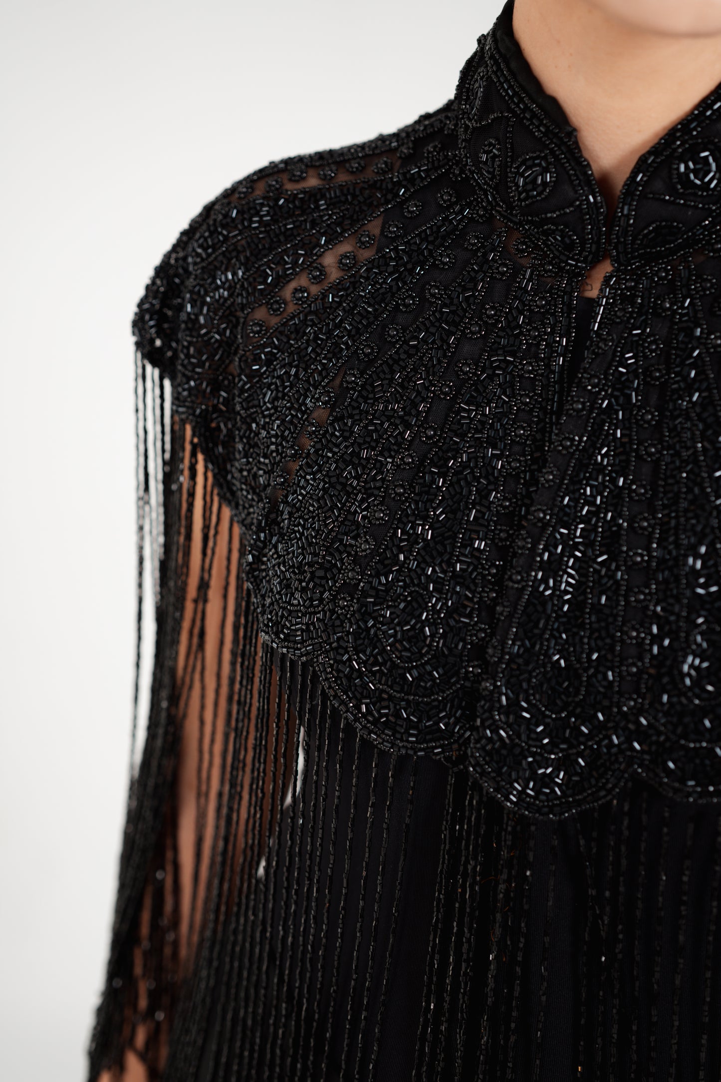 ZAHRA BLACK BEADED CAPE