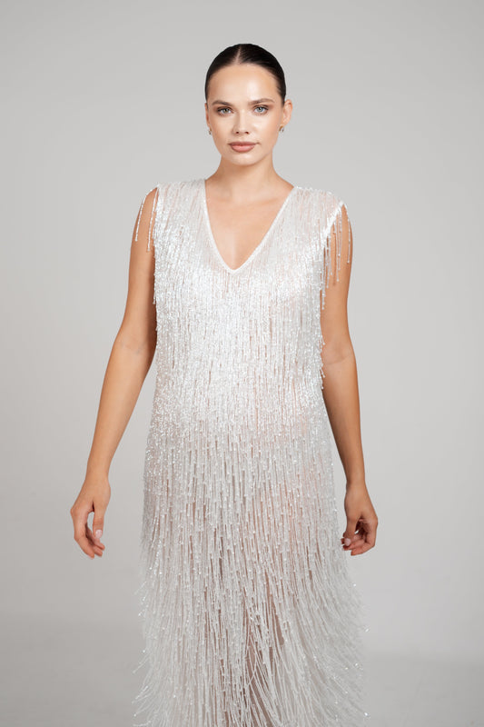 WHITE GATSBY EVENING GOWN