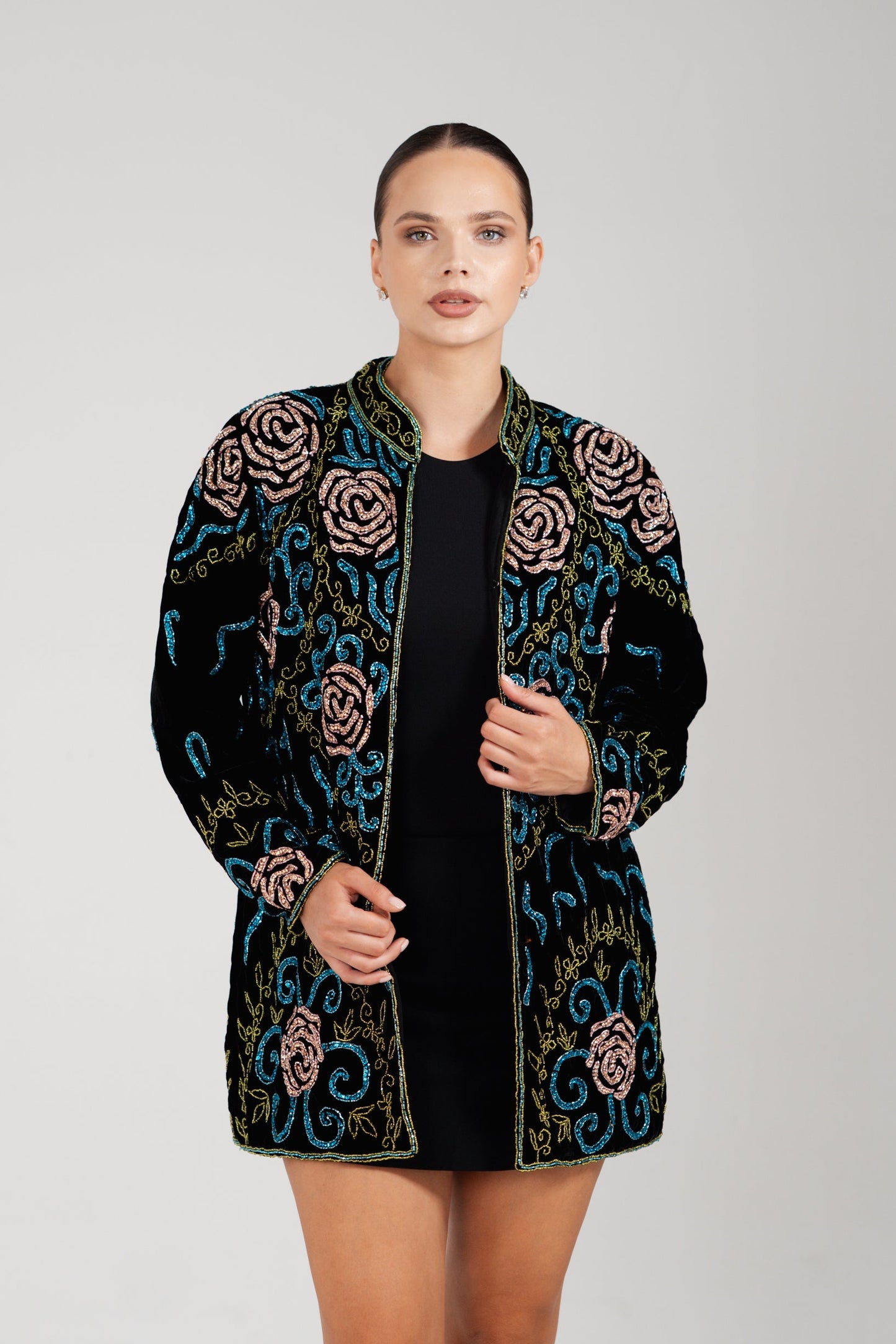 COLOURFUL BEADED VELVET JACKET