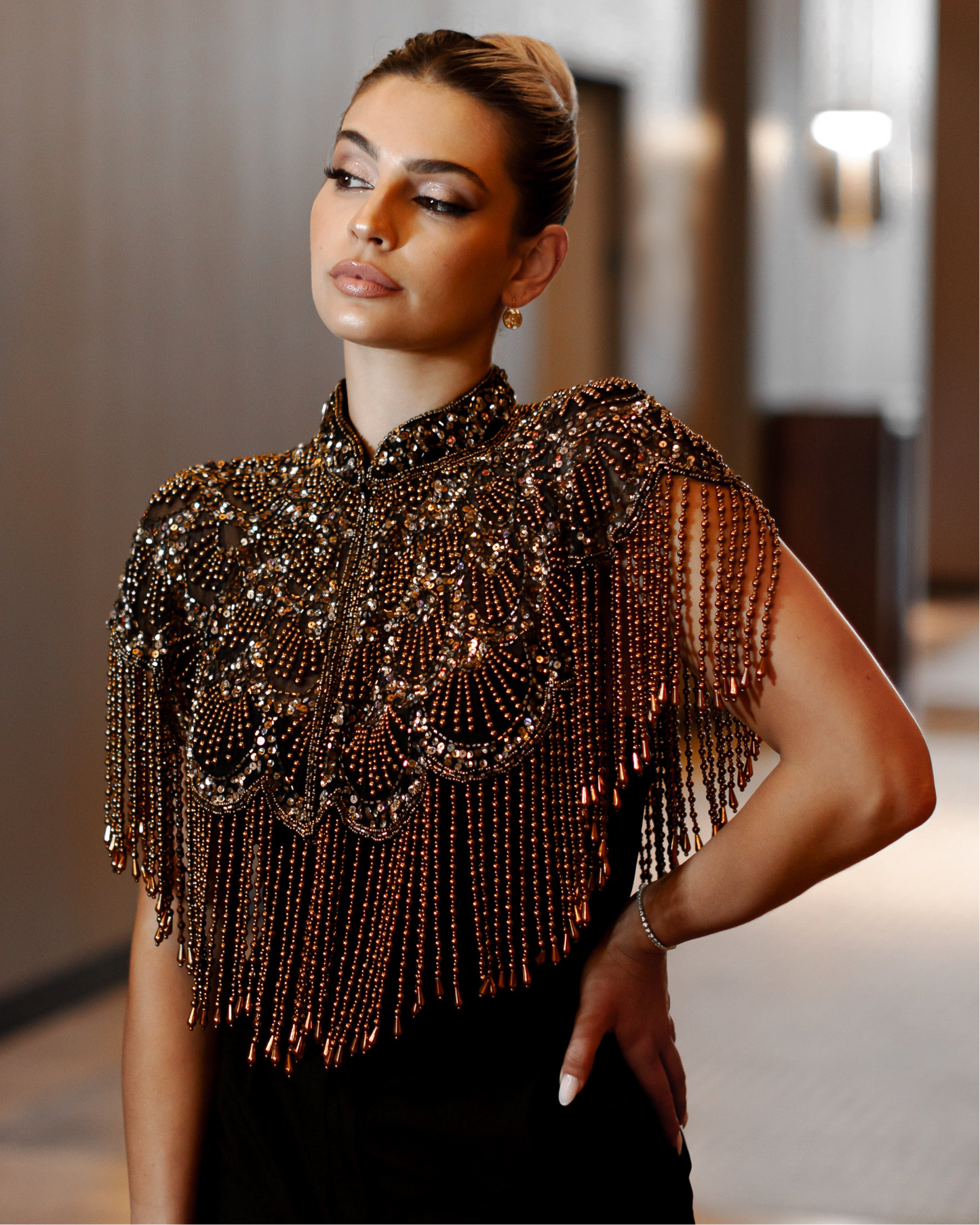 GOLD BEADED CAPE