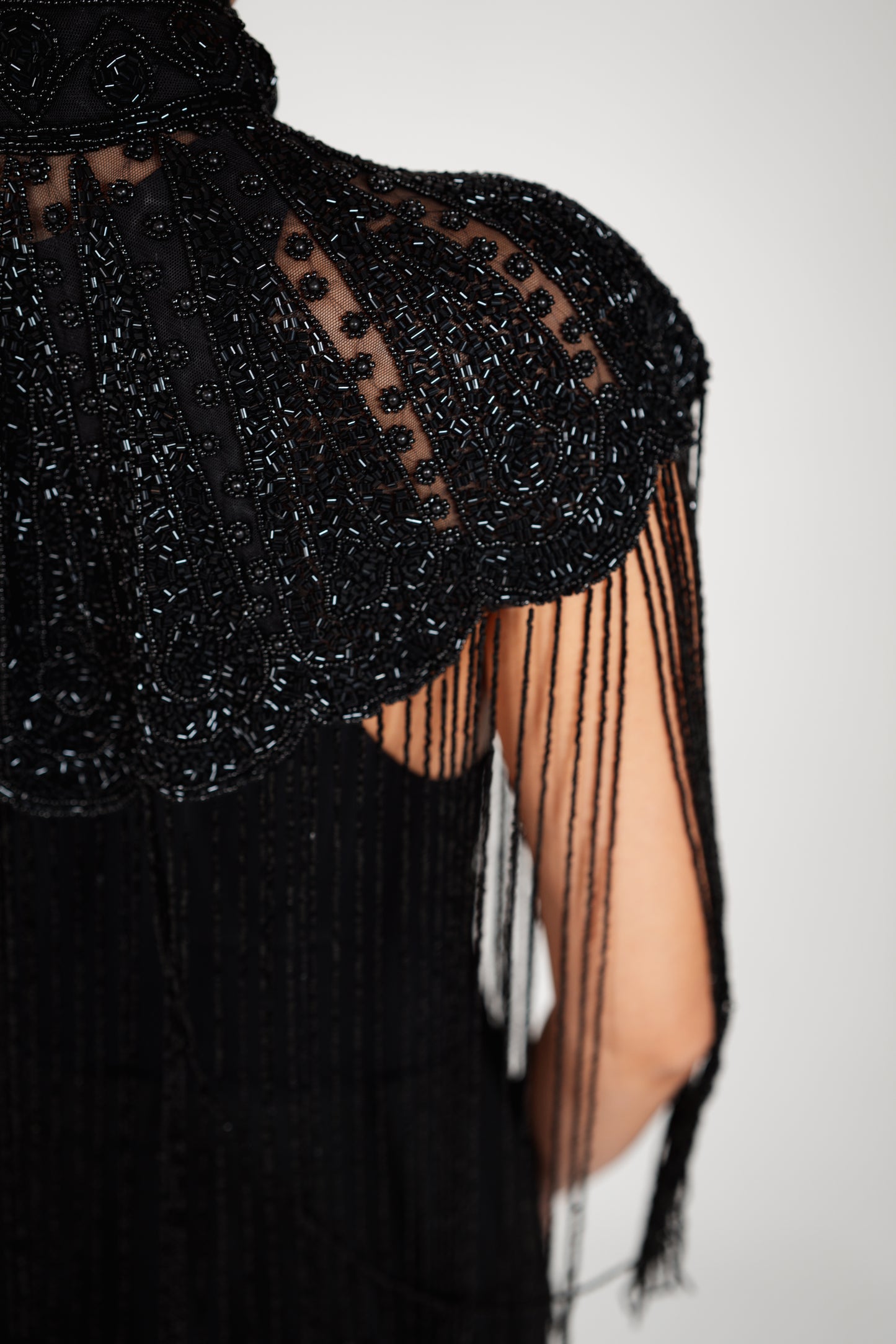 ZAHRA BLACK BEADED CAPE