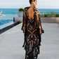 BLACK & GOLD SEQUIN KAFTAN