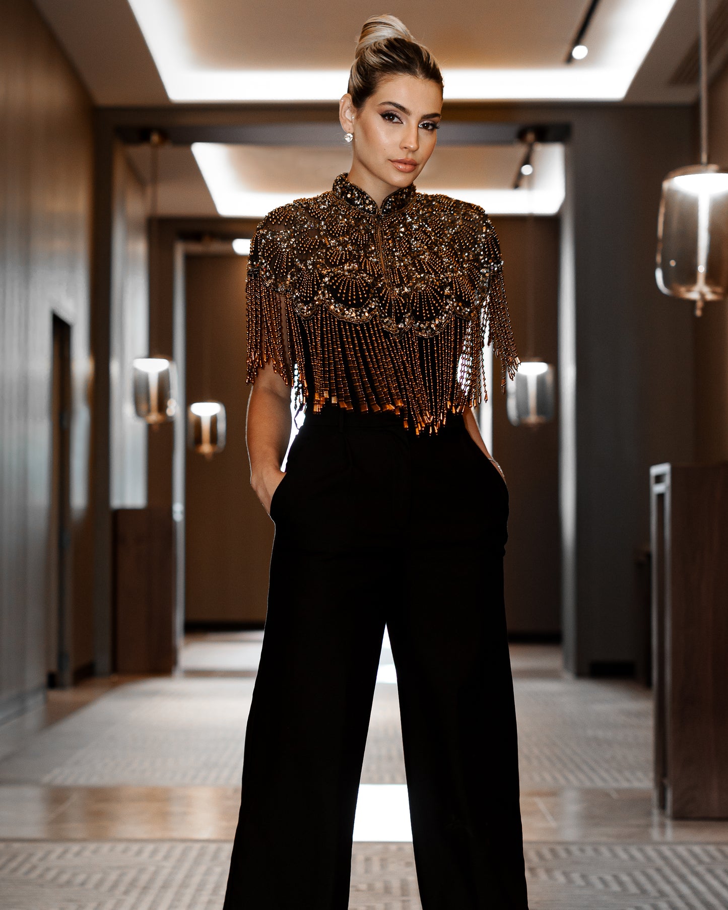 GOLD BEADED CAPE