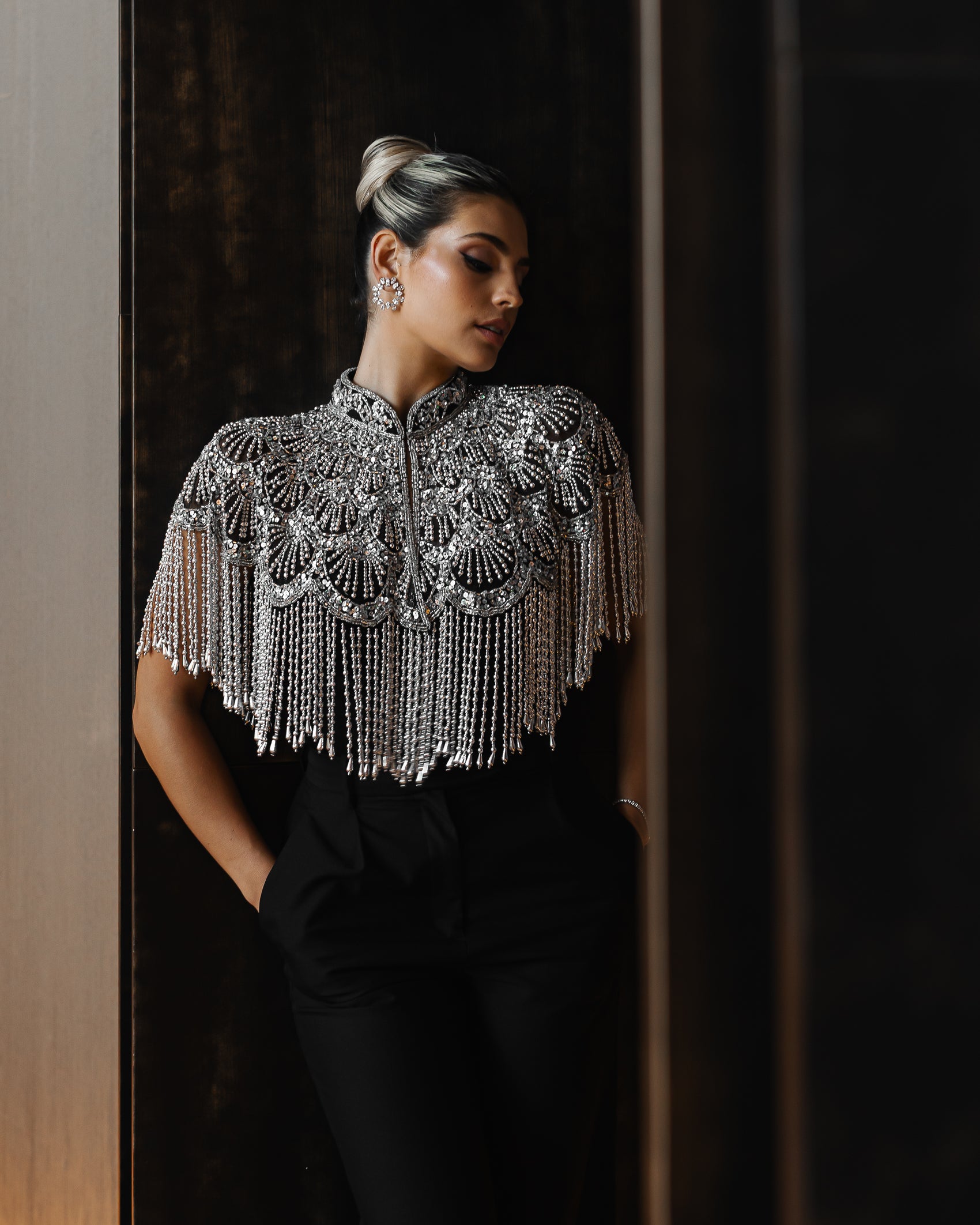 SILVER BEADED CAPE
