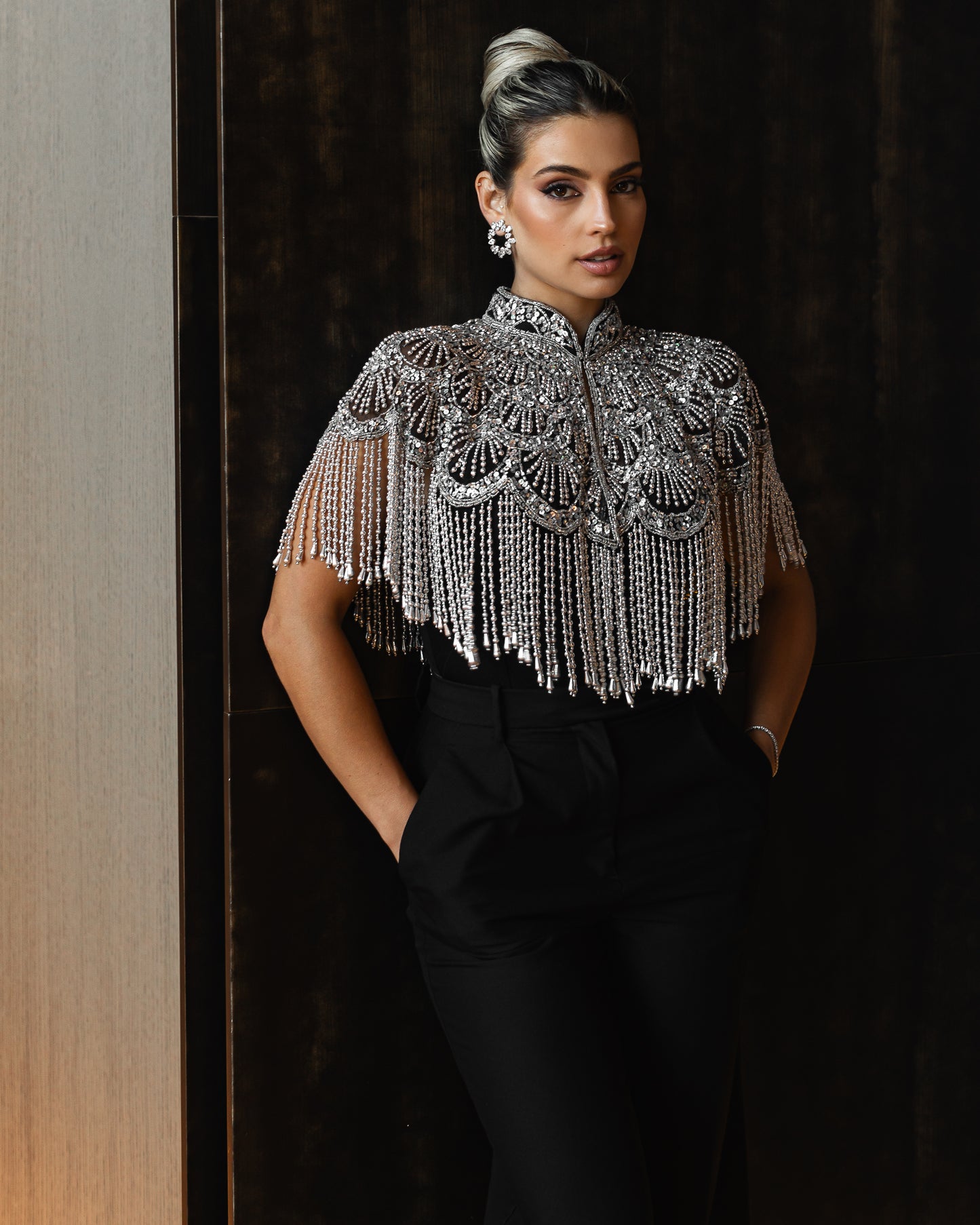 SILVER BEADED CAPE