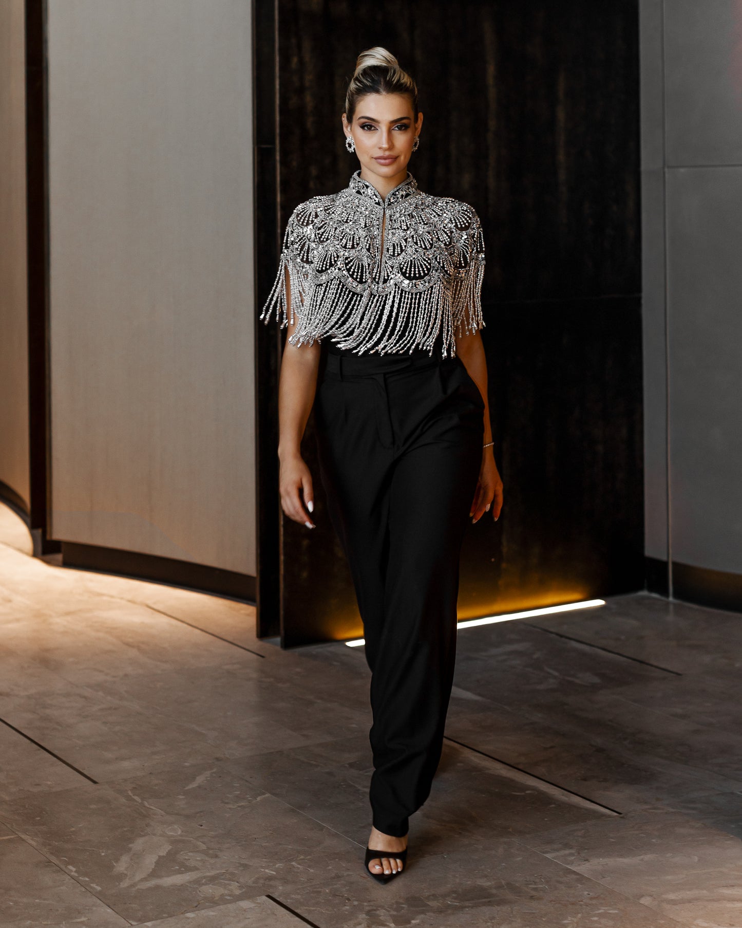 SILVER BEADED CAPE