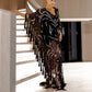 EMBROIDERED KAFTAN IN BLACK AND SILVER
