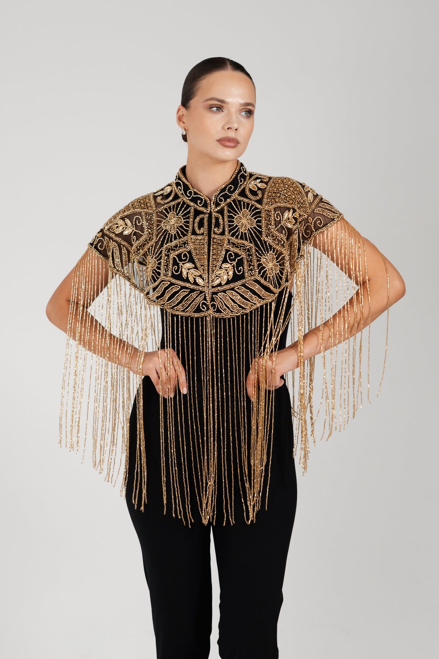 SAHAR GOLD BEADED CAPE