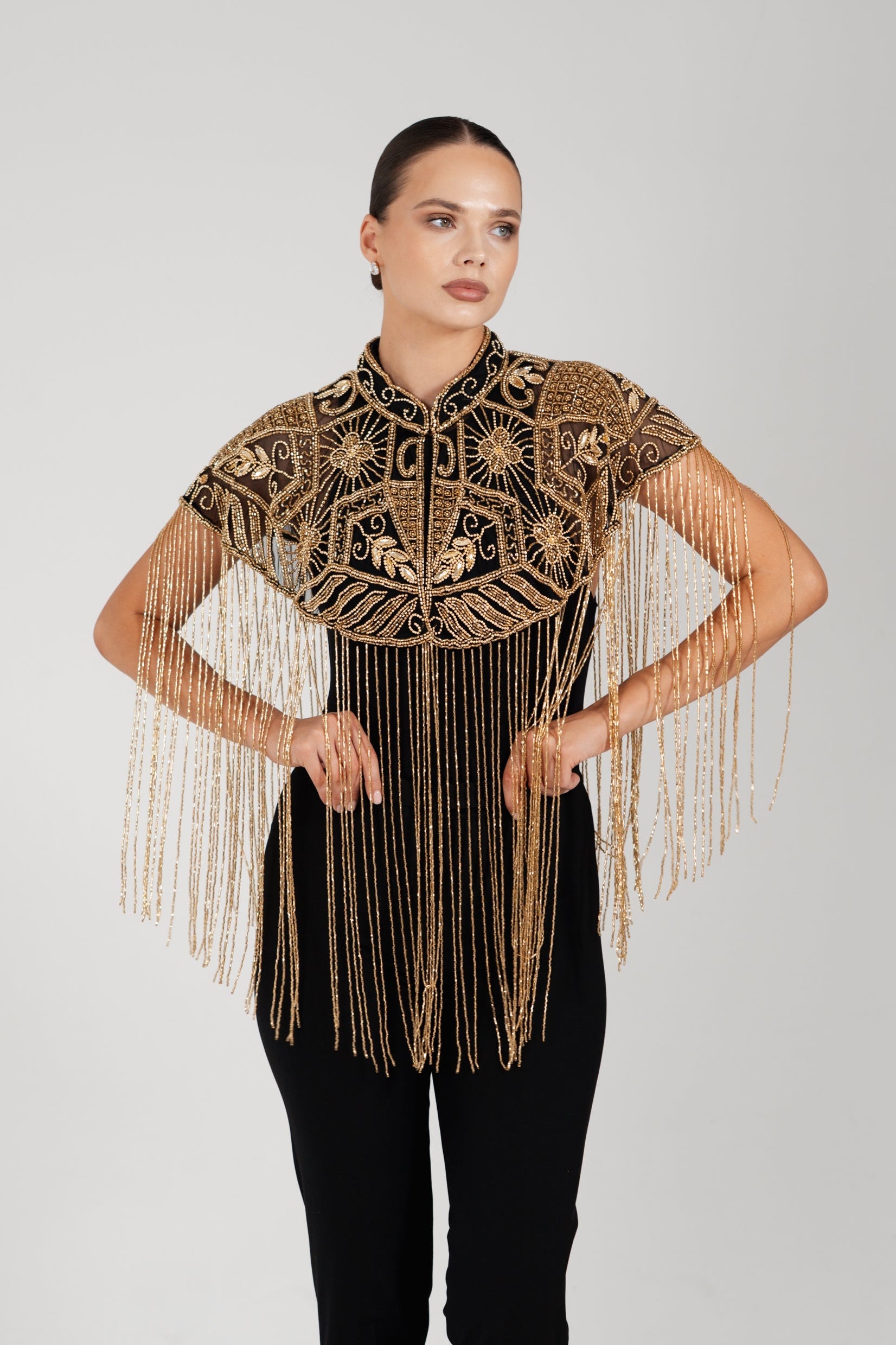 SAHAR GOLD BEADED CAPE