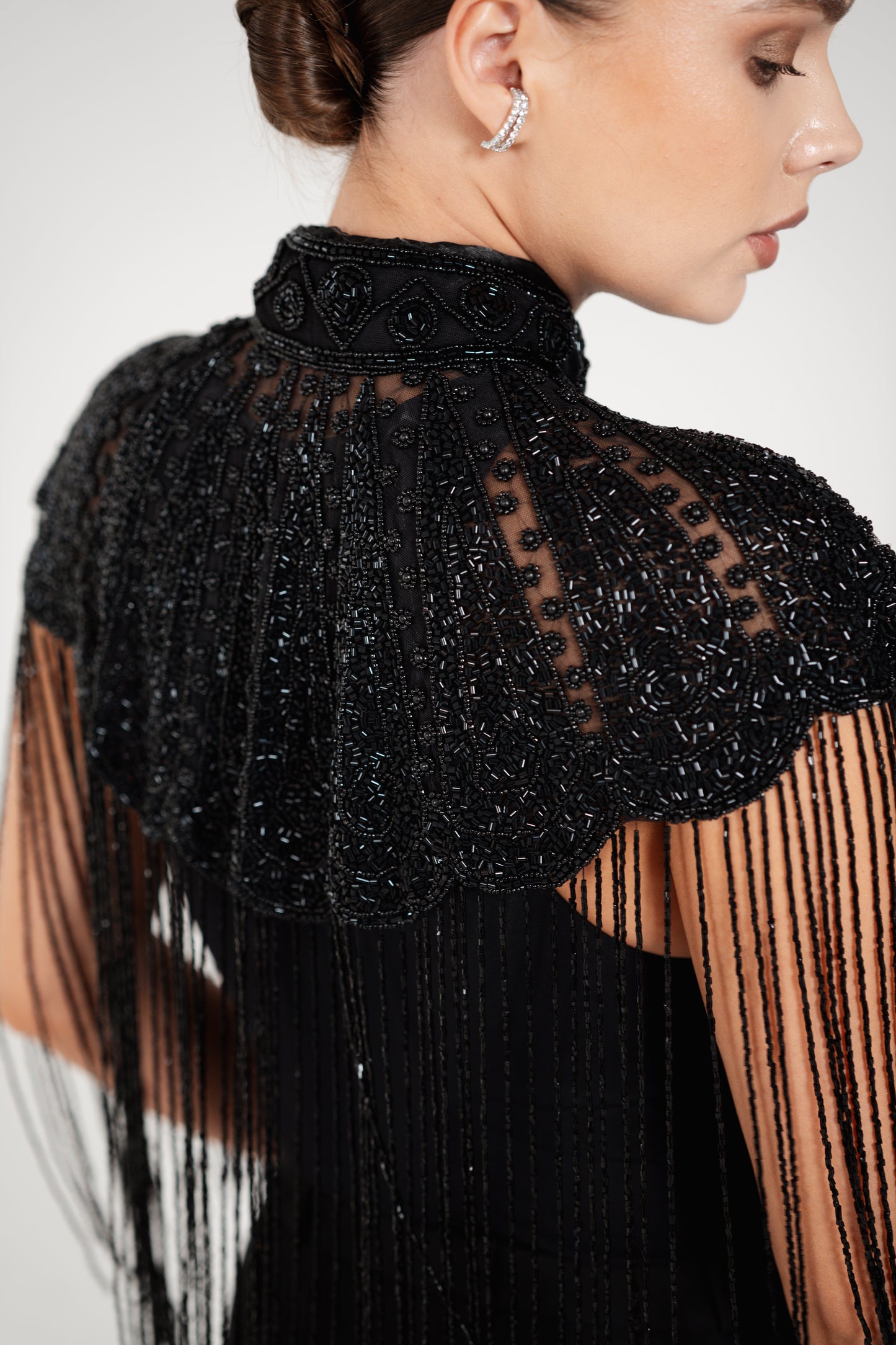ZAHRA BLACK BEADED CAPE