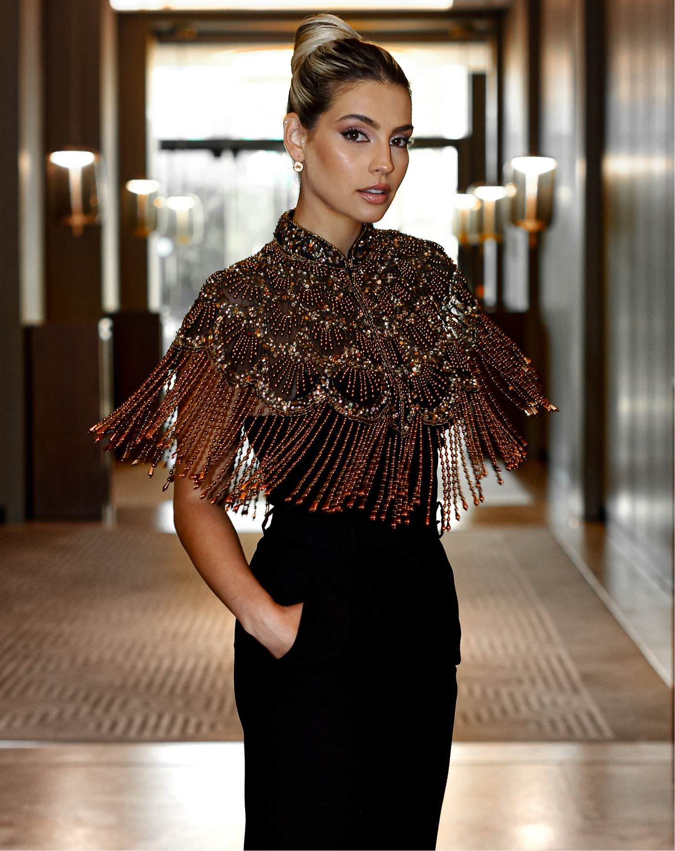 GOLD BEADED CAPE